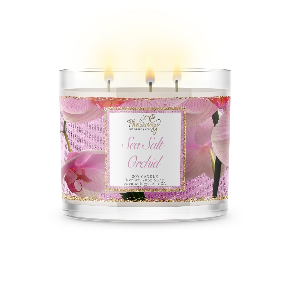 Phenixology Bath & Body Sea Salt & Orchid Scented 3-Wick Soy Candle