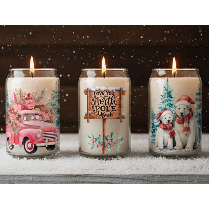 Cozy Christmas Truck & Cabin Scene Holiday Candles - Phenixology Bath & Body