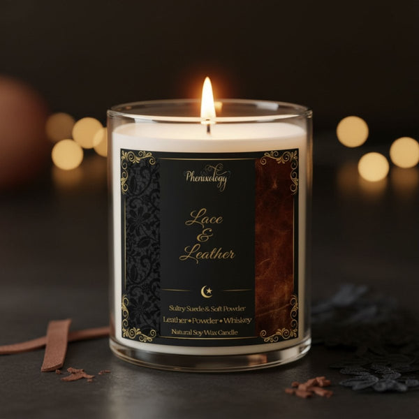 Lace & Leather Soy Candle - Phenixology Bath & Body