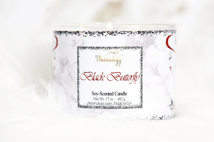 Black Butterfly 3-Wick Candle - Phenixology